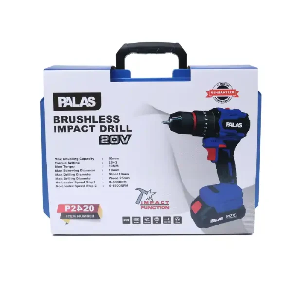 دریل شارژی چکشی براشلس 20 ولت پالاس مدل P2420 - تصویر 5